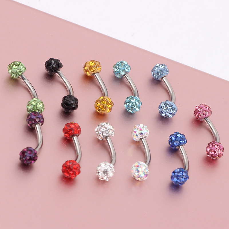 Fashion Trend Curved Ball Shambhala Colorful Eyebrow Nose Lip Earring Basic Piercing Jewelry 316L Surgical Steel detail image 8