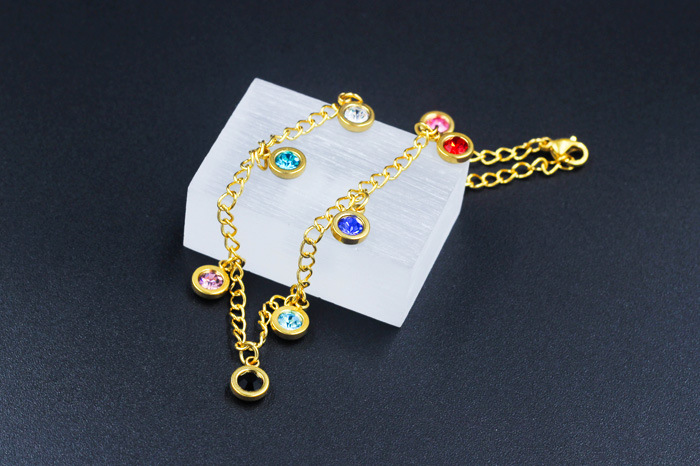 Fashion Geometric Stainless Steel Inlay Zircon Womenu0027S Anklet 1 Piece