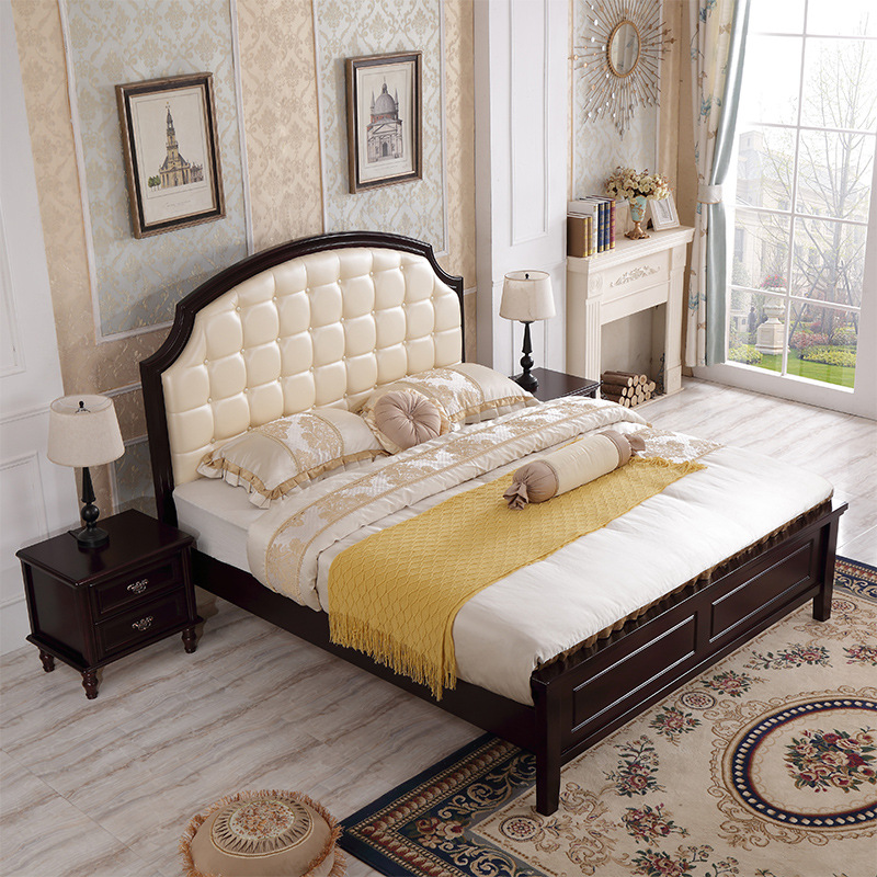 American Bed Solid wood bed 1.8 Double bed Modern minimalist Princess Bed Marriage bed Barometric pressure High box Storage Direct selling