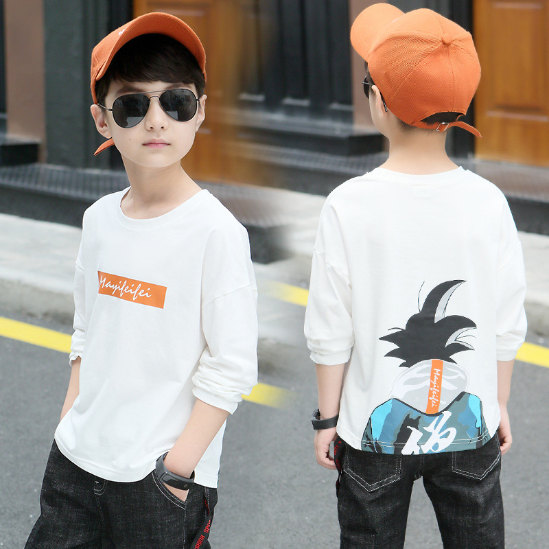 Boy Long-sleeved T-shirt 2020 Autumn new pattern children Korean Edition Cartoon jacket spring and autumn Thin section Children's clothing Easy