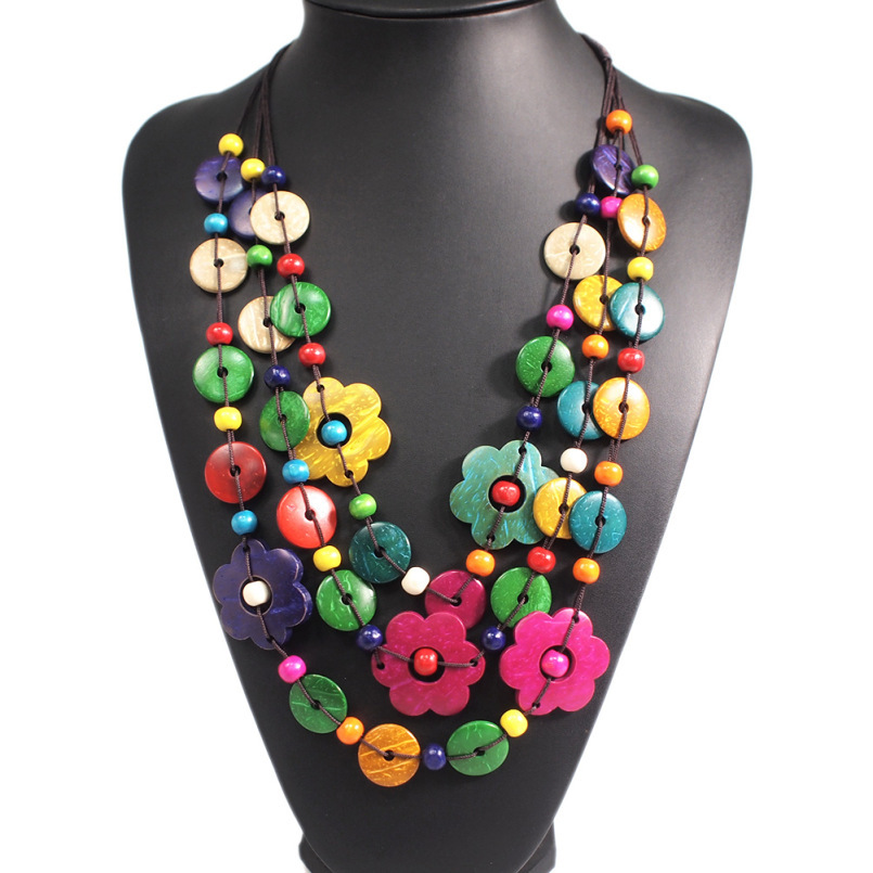 Élégant Style Ethnique Bohémien Fleur De Noix De Coco Shell De Gros Collier display picture 2