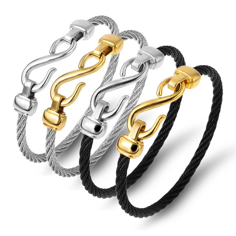 21g Weight Vacuum Plating Gold Plating Process 18K Real Gold Plated Plating Material Simple Style Color Block Stainless Steel Plating Vacuum Plating Men's Bangle Men Cuff & Bangle