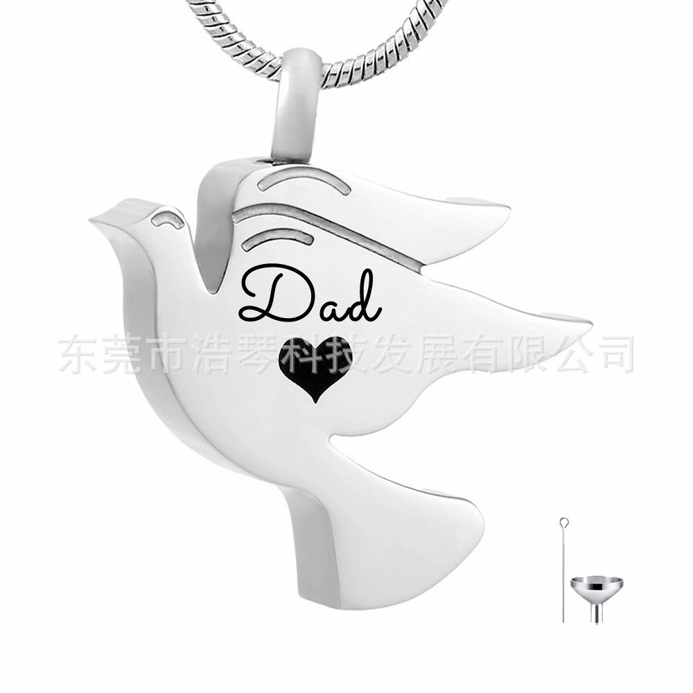 Трансграничные поставки памятные родственники папа пепел ожерелье из нержавеющей стали мир голубь пепел коробка кулон духи аксессуары