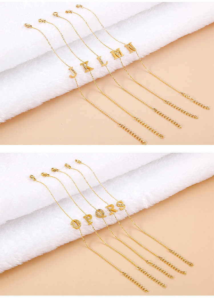 Bracelets Classification PVD Coated 18K Gold Plated Letter Titanium Steel Fashion Waterproof Non Tarnish Bracelets