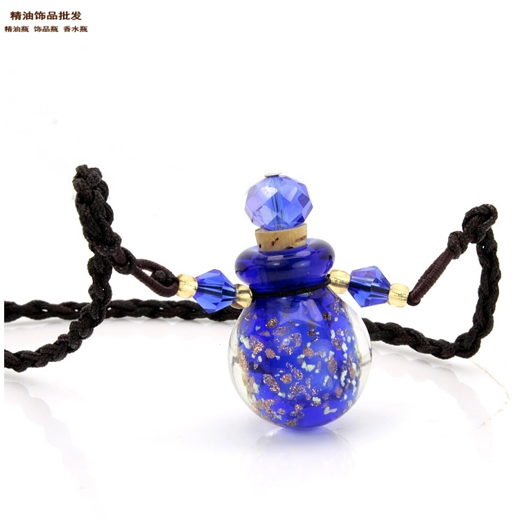 中国精油饰品网蓝色球形金莎瓶妞妞绳项链1.jpg