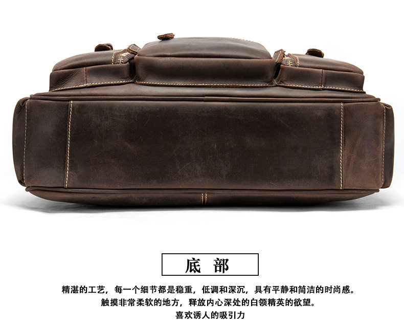 Túi du lịch nam da bò thật cổ điển Âu Mỹ dung tích lớn 42×13×30 cm — Cà phê, Màu nâu, Đỏ rượu chi tiết 36