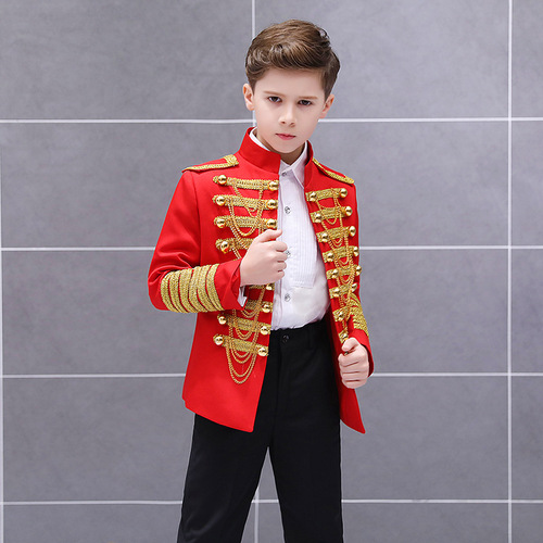 Boys European style tassel military dress stage performance clothes palace wear prince children's day Christmas performance top