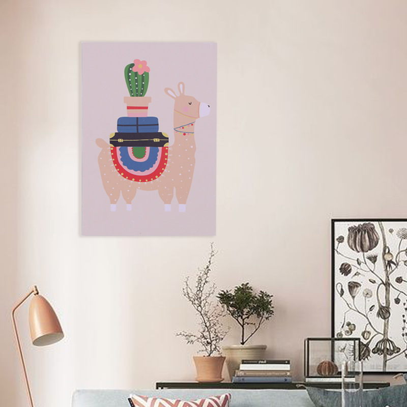goods in stock ins Cartoon animal Alpaca woodiness Stickers Children's Room metope decorate photograph prop