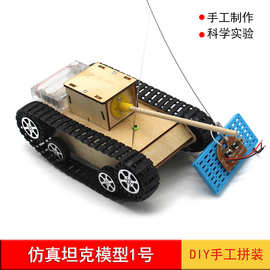 仿真坦克模型1号(遥控版) 科技小发明DIY手工拼装小车模型玩具