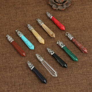 亚马逊EBAY天然石水晶玛瑙六角柱项链饰品配件吊坠灵摆挂坠