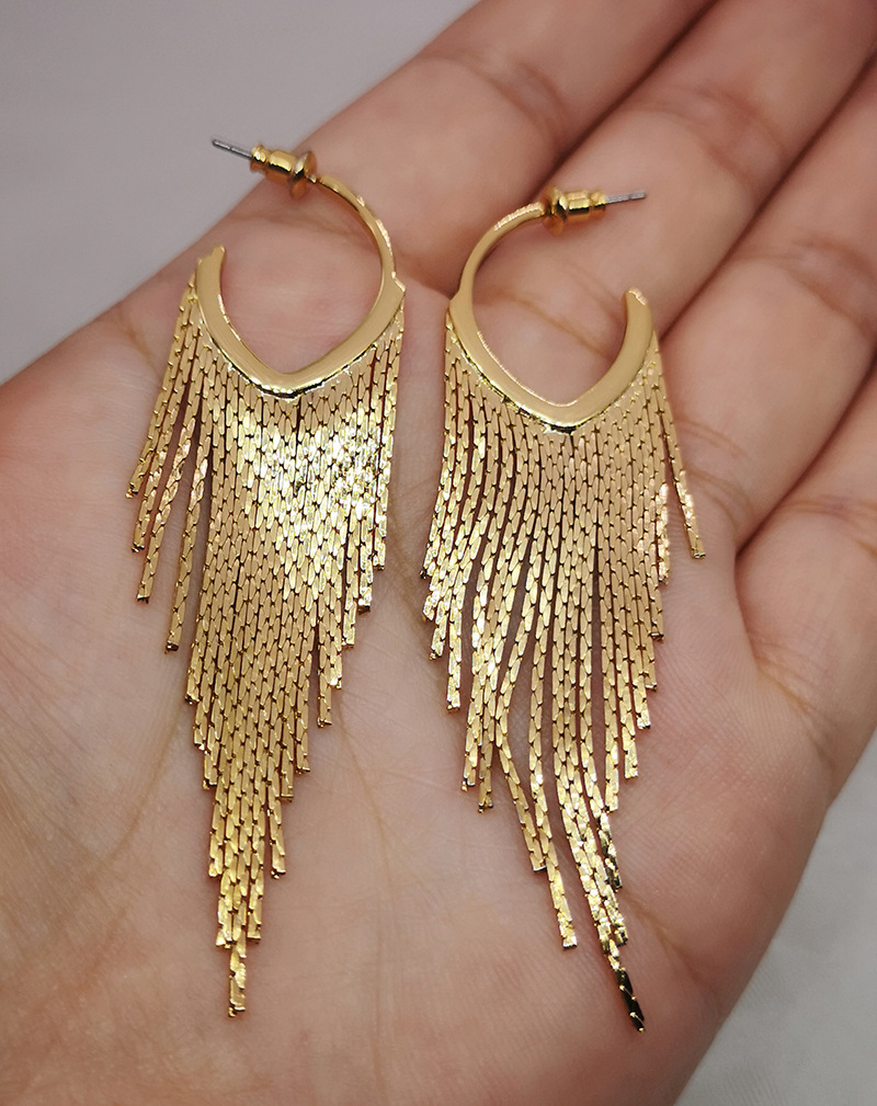 26g Weight 1 Pair Fashion Solid Color Alloy Tassel Women's Drop Earrings