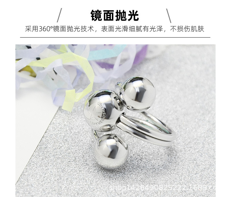 Steel Ball Double Adjustable Ring Pentagram Lucky Ring display picture 9