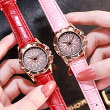 热销新款时来运转女士皮带手表 外贸潜力时尚金壳镶钻女士手表