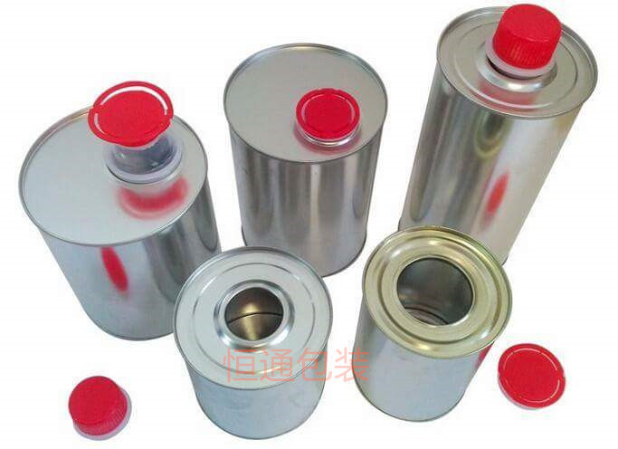 热销0.5L1L2L3L4L5L圆形小口塑料盖马口铁罐机油桶