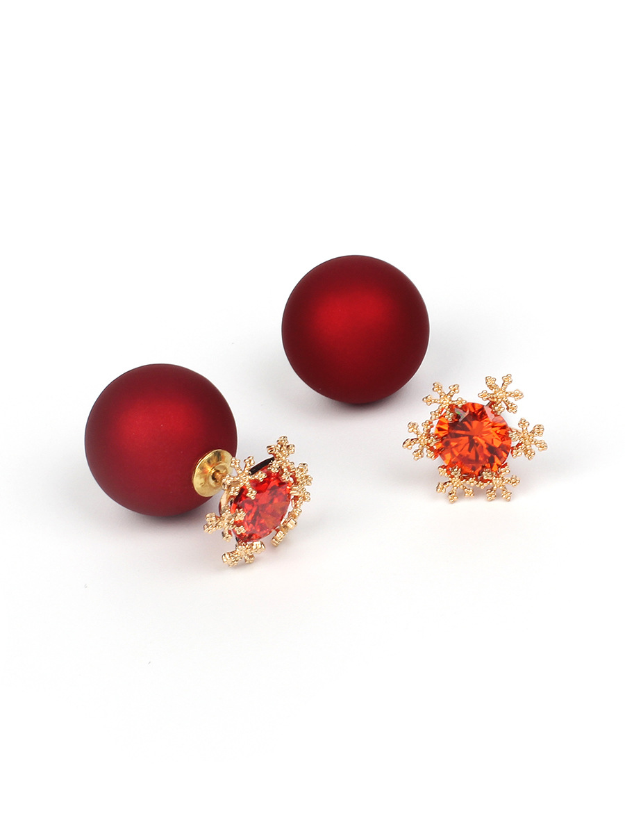 8g Weight No Inlaid Inlay Material Earrings Classification Birthday Occasion Women'S Gender Ethnic Style Style Red Color Korean Fashion New Double-sided Simple Earrings 1