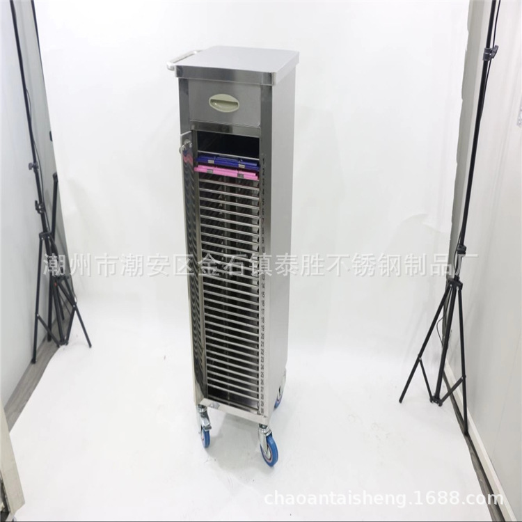 供应30本单列带锁单抽屉医院病历车 静音轮带把手病历车报价