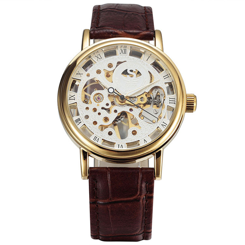 SEWOR hombres reloj mecánico automático hueco transparente inferior Correa reloj manual/automático 606