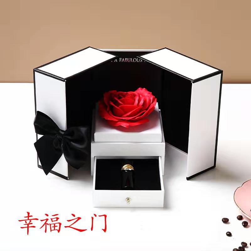 Caja de regalo Rosa abierta doble caja de regalo de flores eternas regalo de cumpleaños regalo de San Valentín caja de flores Qixi