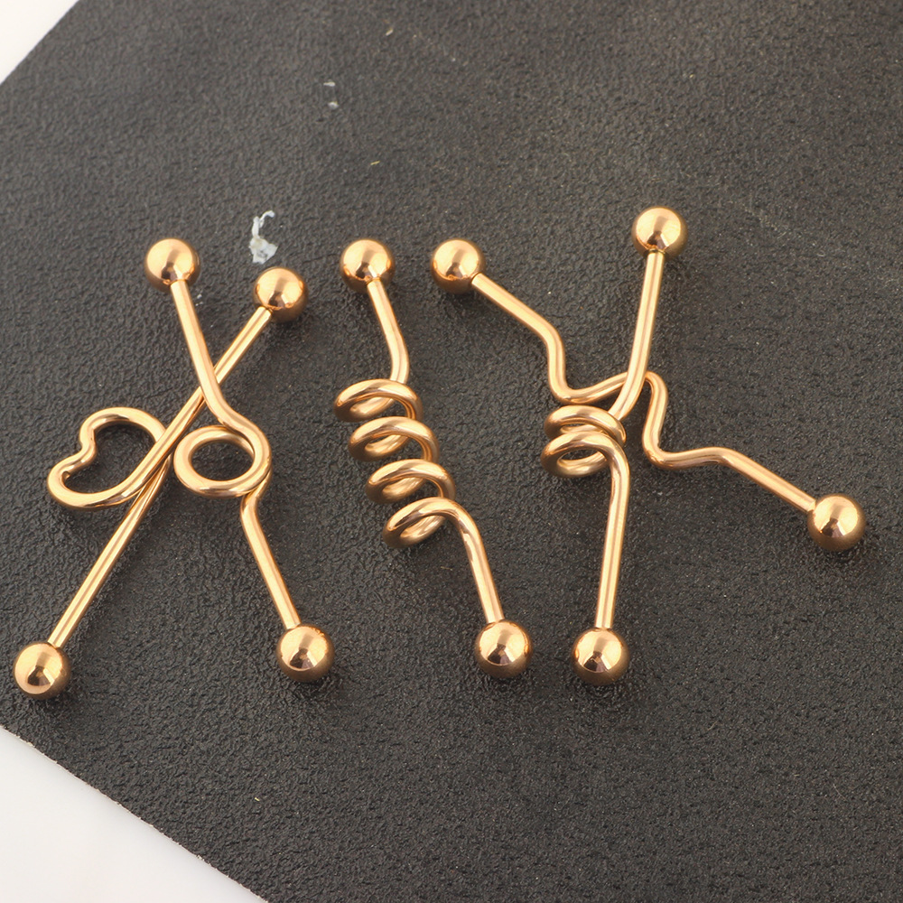 5-Piece Industrial Earring Set Long Rod Piercing Earrings Stainless Steel Ear Cartilage Jewelry Set detail image 8