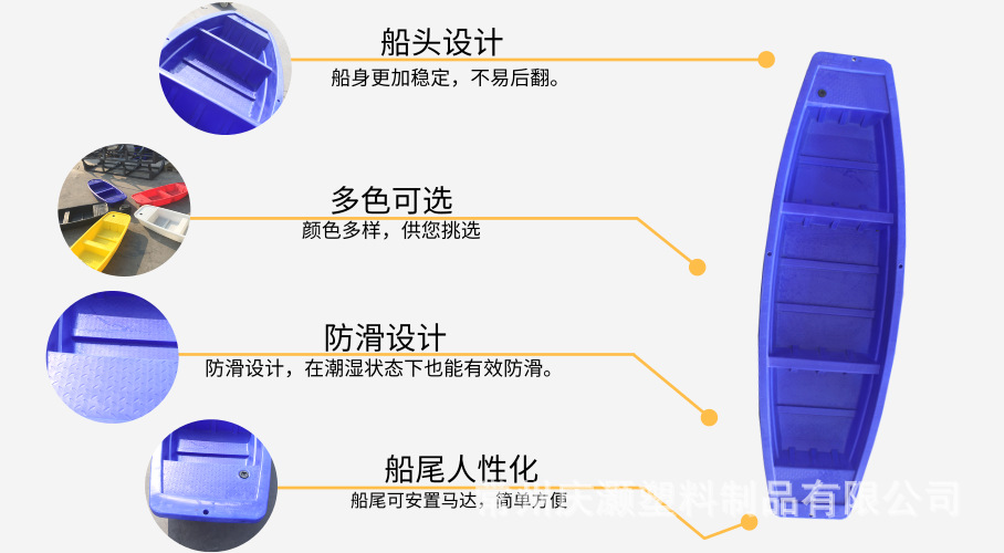 加厚牛筋船3.5米塑料船 户外观光钓鱼船 捕捞打渔船 河道清淤塑料船示例图12