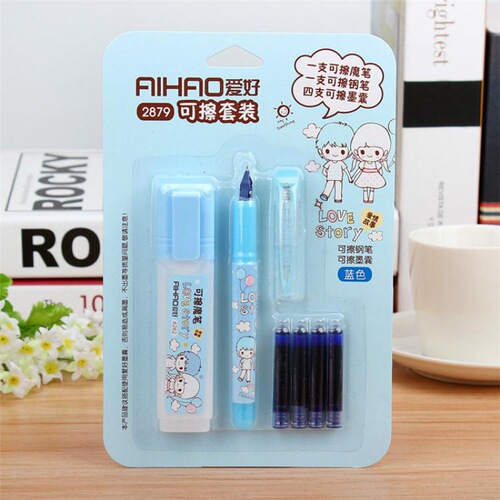 Creative Hobby Erasable Pen Set Primary School Gift Learning Stationery Children's Gift Straight Liquid Pen Wholesale
