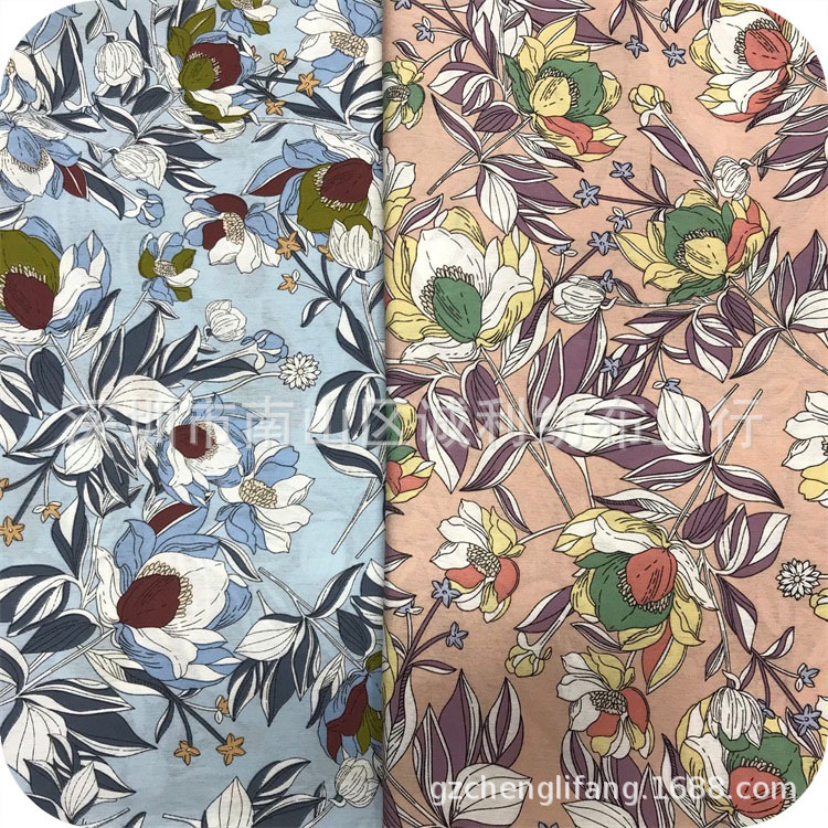 天丝棉活性印花  复古连衣裙印花面料 童装套装印花布 现货供应花