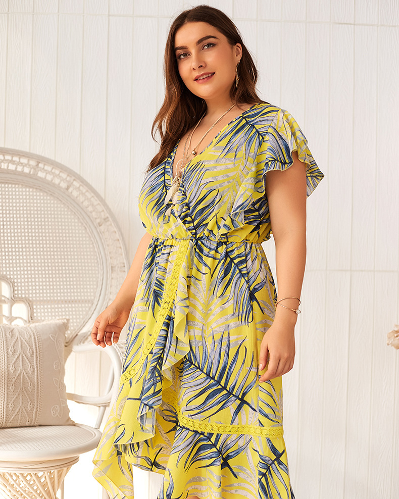 plus size summer V-neck beach dress NSQH7937