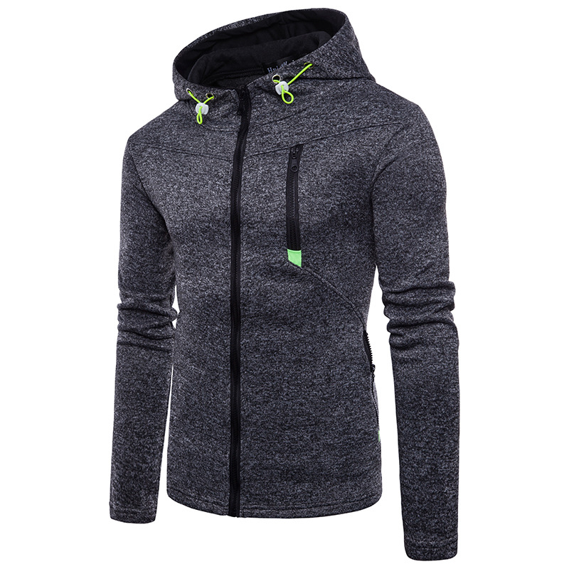 Men's Clothing Spring New Men's Sports Leisure Jacquard Sweater Fleece Cardigan Hooded Jacket_desvips.com