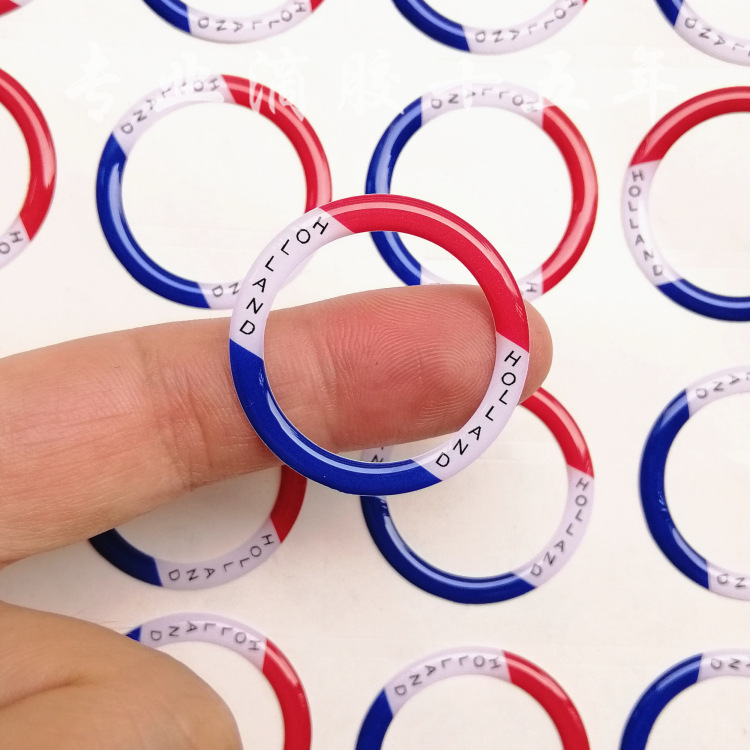 外贸商标不干胶水晶滴胶贴纸定做 可来料圆环形异形滴塑