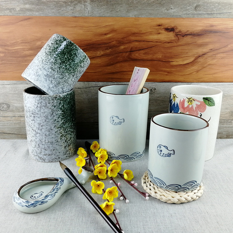 大理石纹毛笔笔筒桶陶瓷化妆刷筒化妆刷桶桌面眼线笔眉笔收纳筒|ms