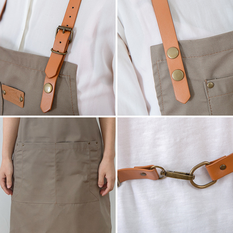 Simple estilo japonés pareja café restaurante chef delantal arte estudiante pintura antiincrustante TRABAJO ROPA logotipo impreso personalizado