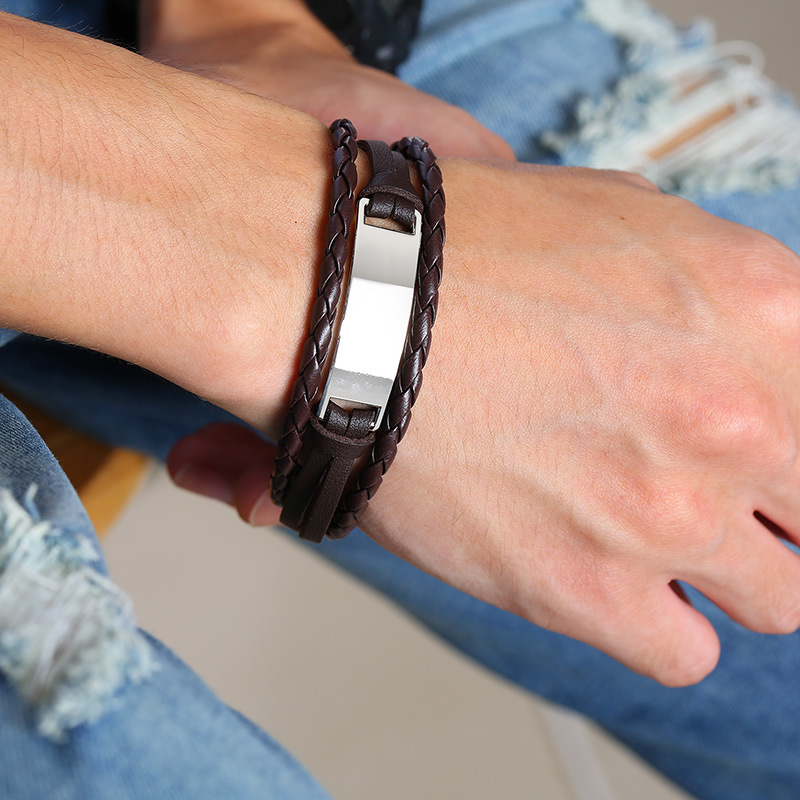 Hip-Hop Geometric Pu Leather Alloy Menu0027S Bracelets 1 Piece