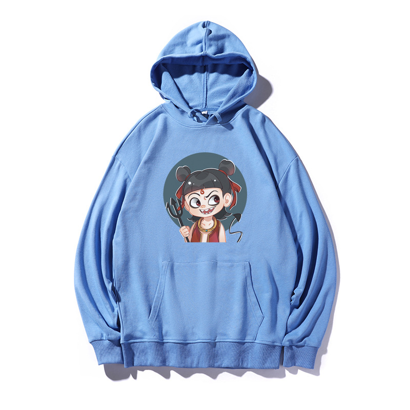 2019秋连帽国潮动漫哪吒印花外套宽松大码男装卫衣休闲时尚情侣装|ru