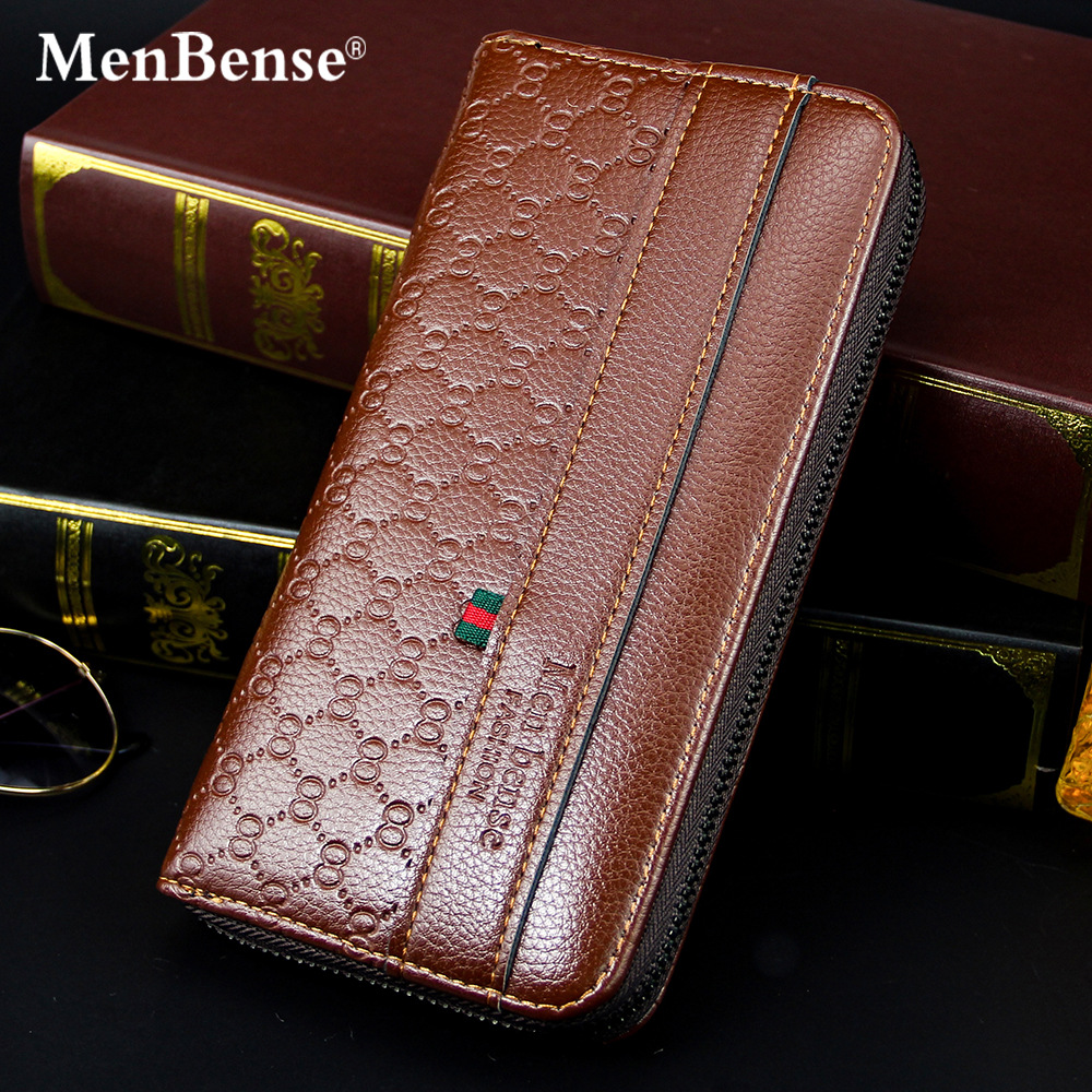 Nuevos hombres de la moda embrague largo gran capacidad negocios cremallera cartera pequeño bolso suministro directo fábrica