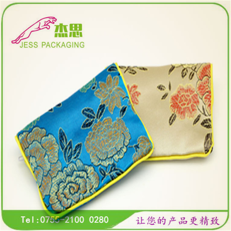 设计新款绸缎布流苏珠宝翻盖收纳包双层翡翠玉器手提包量大从优