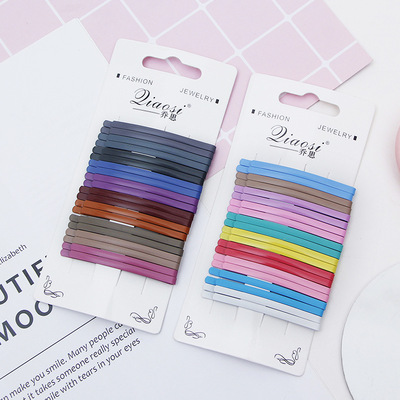 简约一字夹糖果色发卡刘海夹韩版金属边夹头饰发卡批发实体店货源|ms