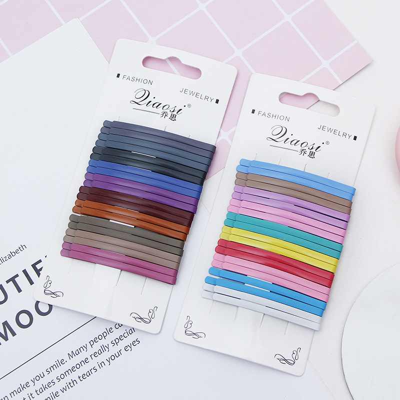 简约一字夹糖果色发卡刘海夹韩版金属边夹头饰发卡批发实体店货源|ms