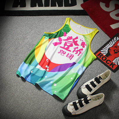 欧美印花运动定制DIY速干 背心吸湿排汗满版升华活动服广告衫定制|ru