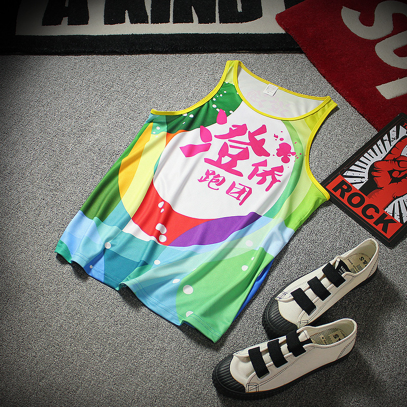 欧美印花运动定制DIY速干 背心吸湿排汗满版升华活动服广告衫定制|ru