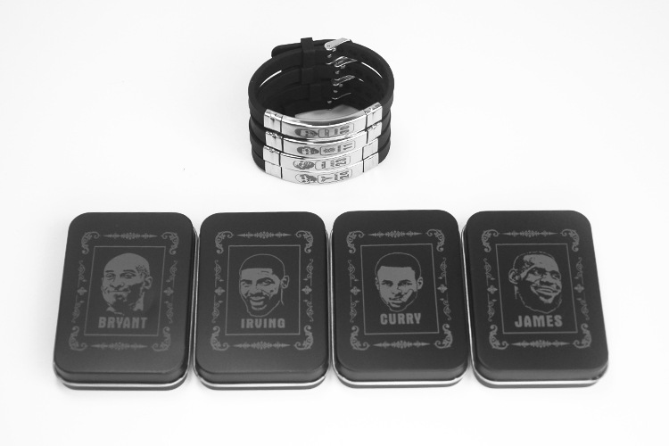 Fashion Letter Silica Gel Titanium Steel Handmade Bangle 1 Piece