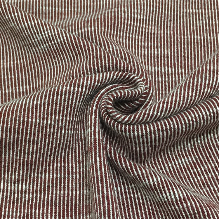 厂家 供应针织TC直条双面布 涤棉竹节间条 时尚女装面料