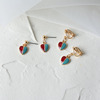 Cute short earrings heart-shaped heart shaped, two-color ear clips, simple and elegant design, no pierced ears