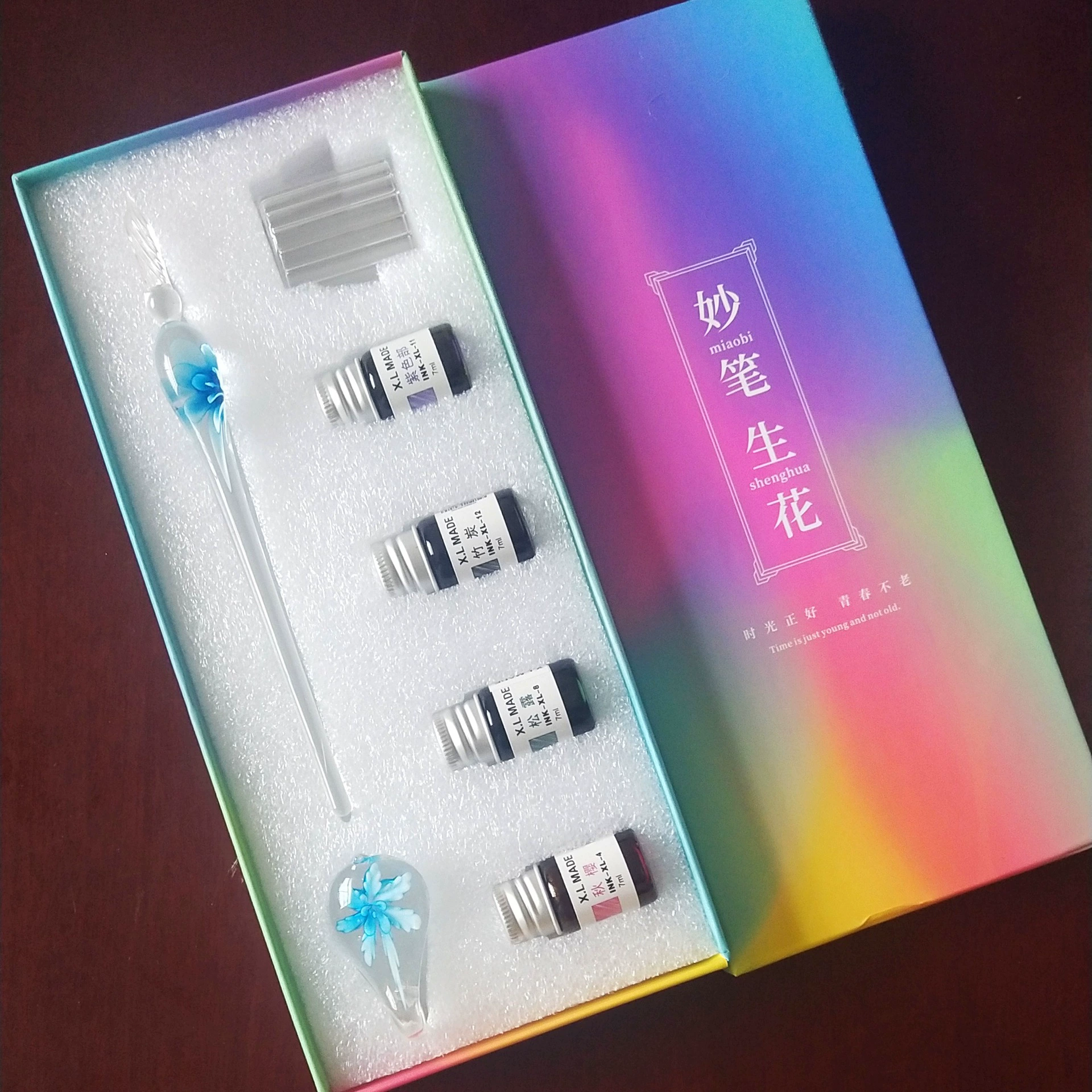 Glass set, gift box, rollerball pen, Birthday gift