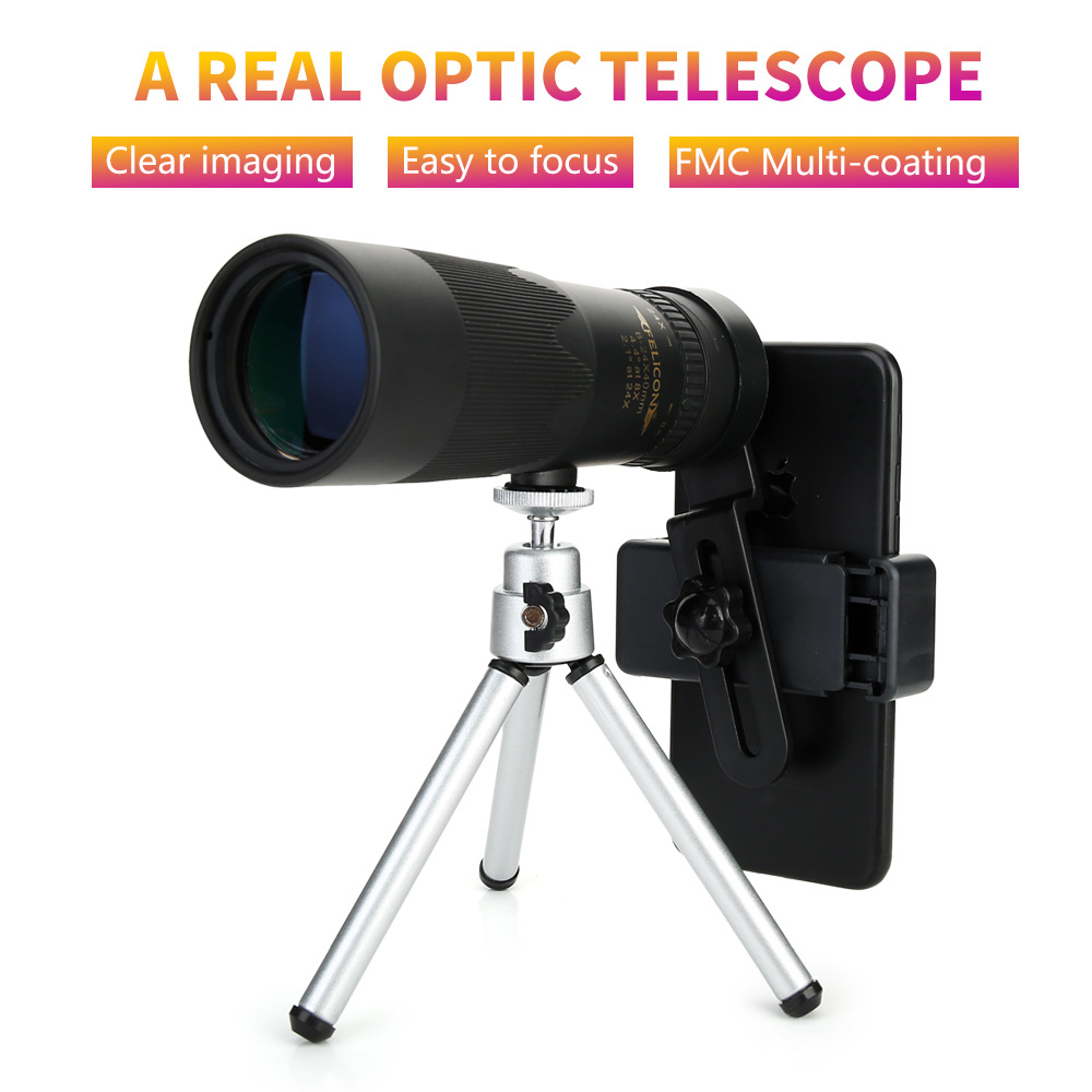 全新FELICON 8-24X40迷你户外单筒望远镜 带手机夹+三脚架 可授权|ru