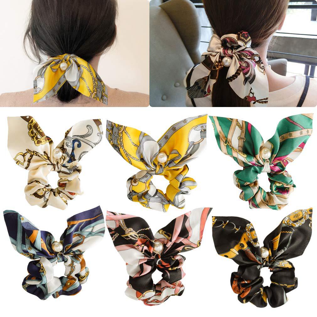New Fashion Sweet Floral Hair Ring Big Bow Long Ribbon Rabbit Ear Cheap Hair Rope Wholesale display picture 1