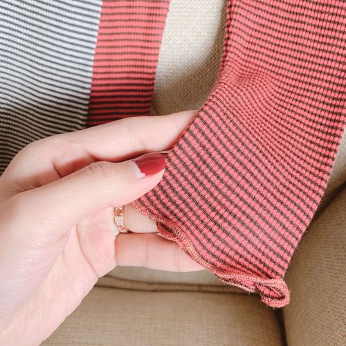 2024 Spring Children's Clothing New Style Girls' Spring and Autumn Striped Fungus Trim Leggings 7-Point Pants Children's Pants