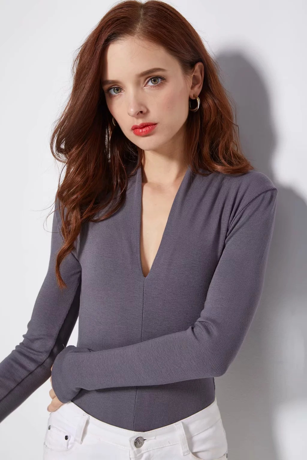 stand-up collar long-sleeved jumpsuit  NSHS23392