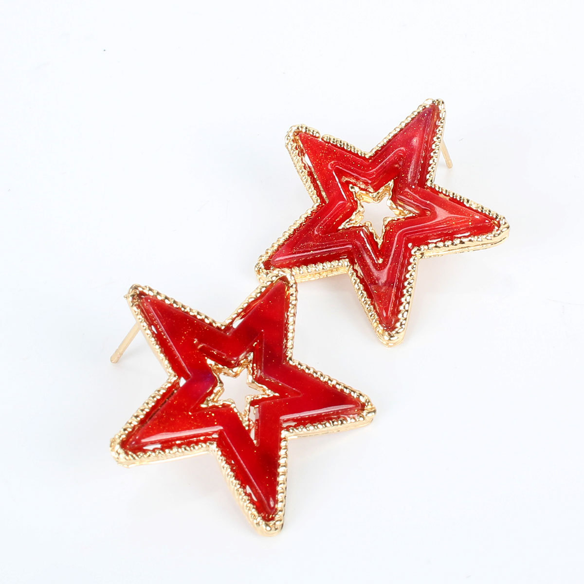 Retro Ear Jewelry Pentagram Star Acetate Plate Fashion Simple Earrings display picture 2