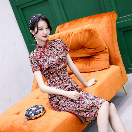 Chinese Dress cheongsam for womenJi Qipao high short sleeve cheongsam