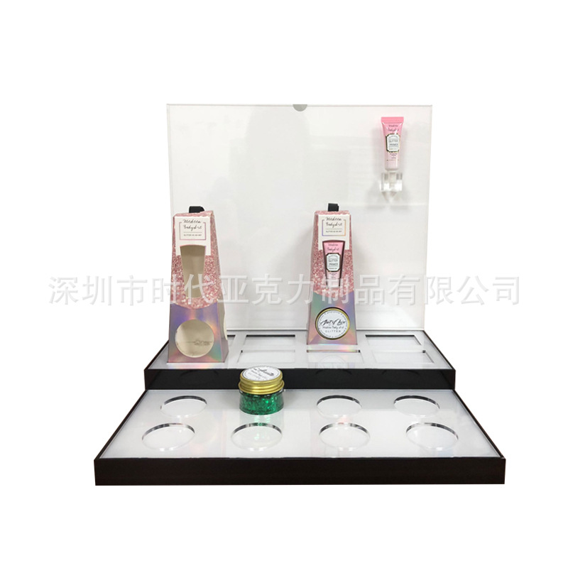 美甲睫毛产品陈列展示架厂家设计    有机玻璃口红展架订货制做